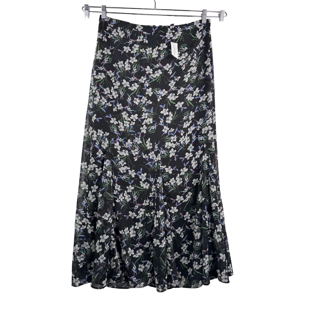 Banana Republic Black white Floral Maxi Skirt Size 10‎ Fairy boho whimsigoth